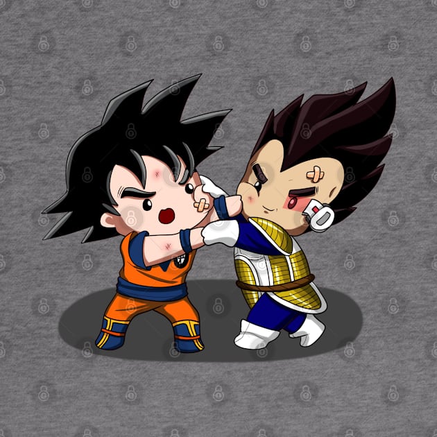 Goku versus Vegeta chibi style illustration by VerydudeShirt